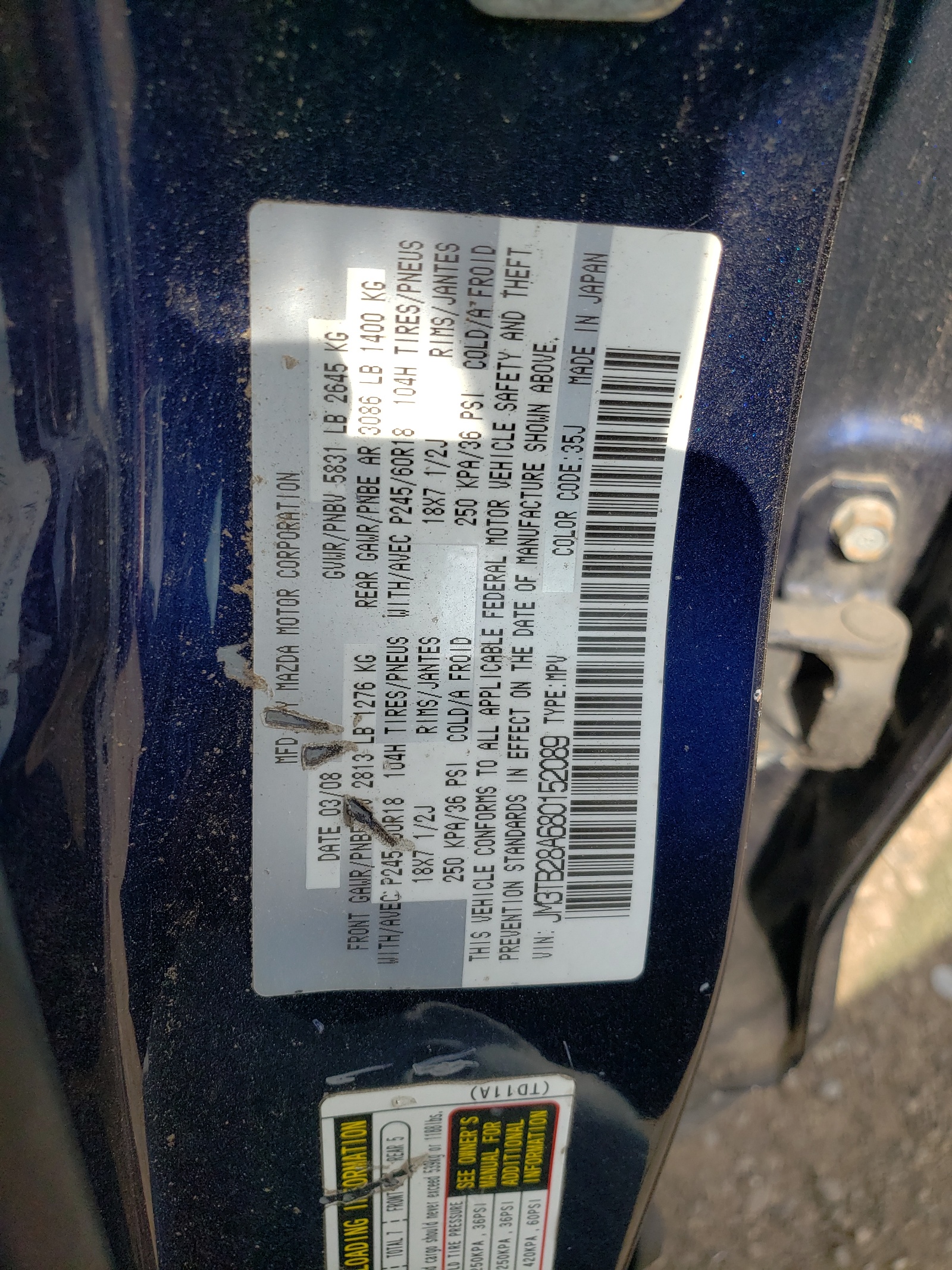 JM3TB28A680152089 2008 Mazda Cx-9