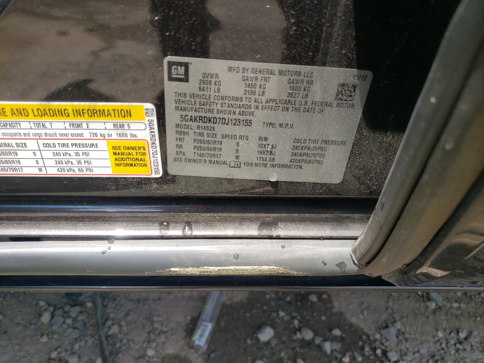 5GAKRDKD7DJ123155 2013 Buick Enclave