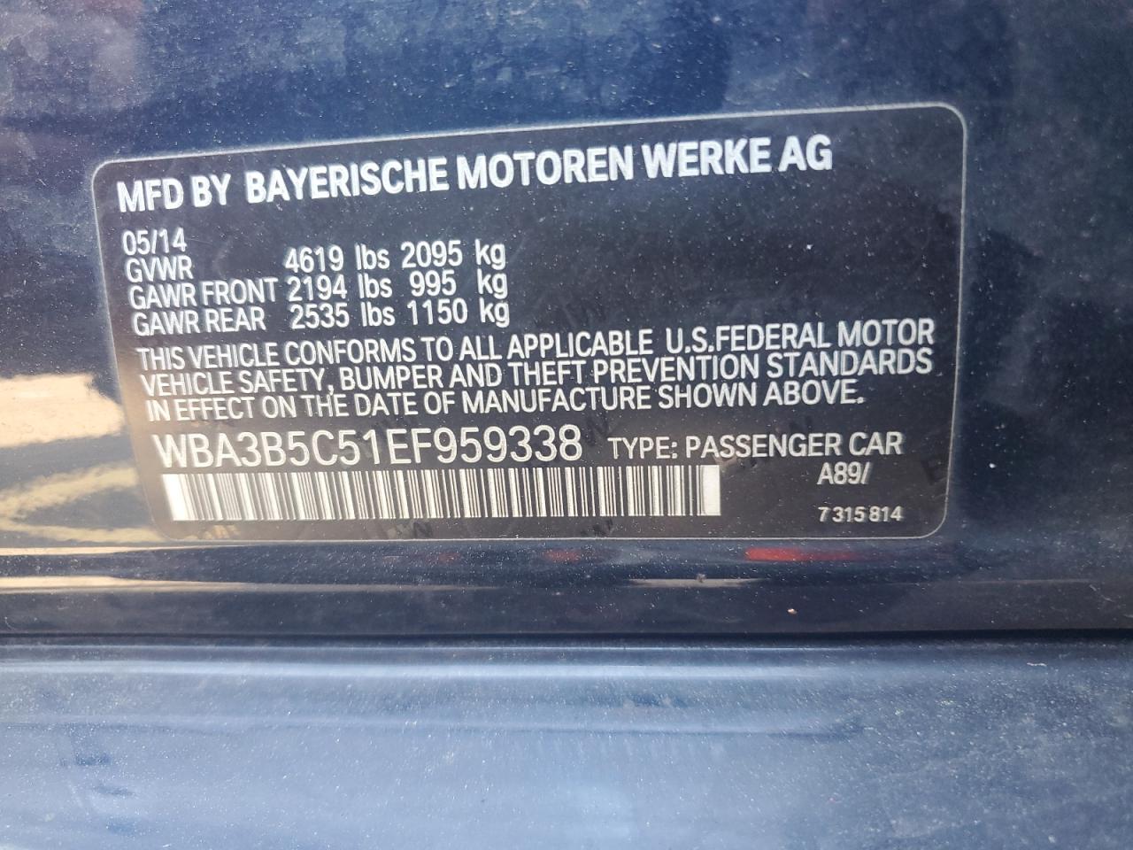 WBA3B5C51EF959338 2014 BMW 328 Xi Sulev