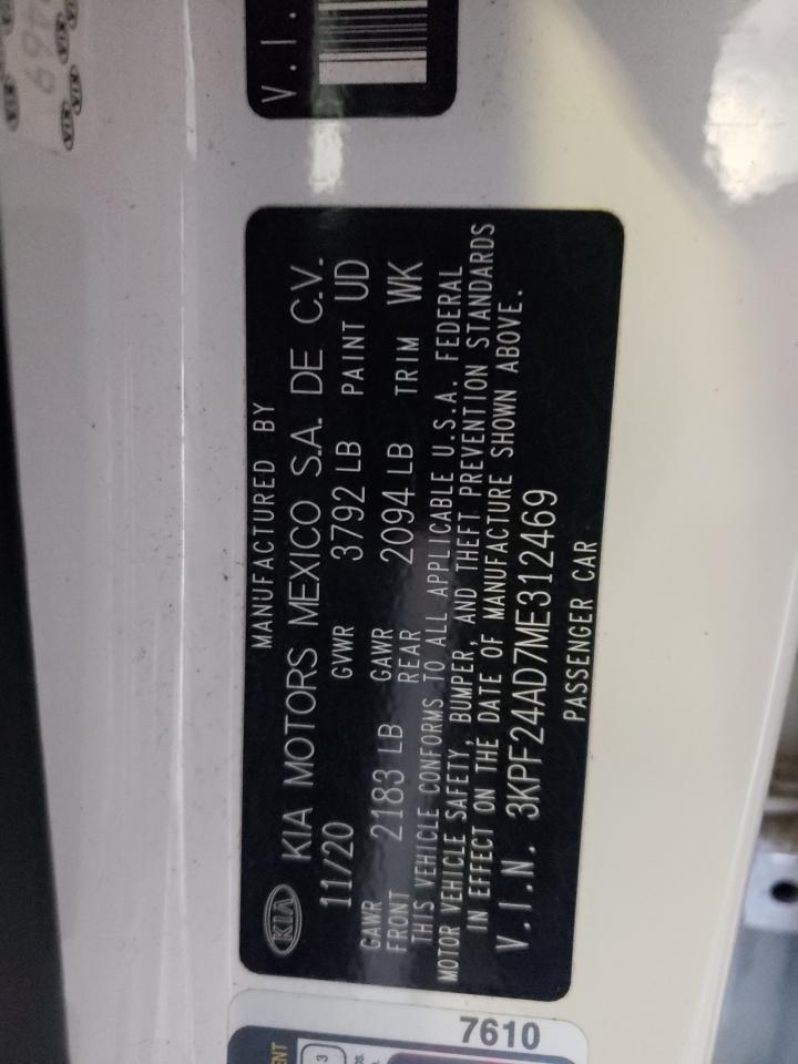 2021 Kia Forte Fe VIN: 3KPF24AD7ME312469 Lot: 58275464