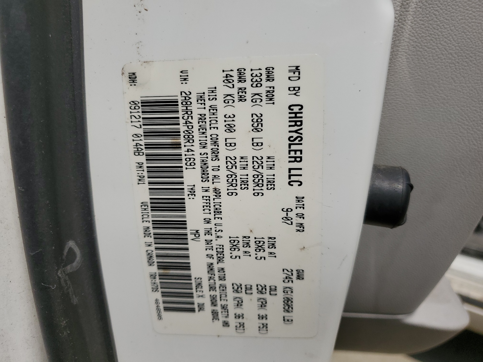 2A8HR54P08R141691 2008 Chrysler Town & Country Touring