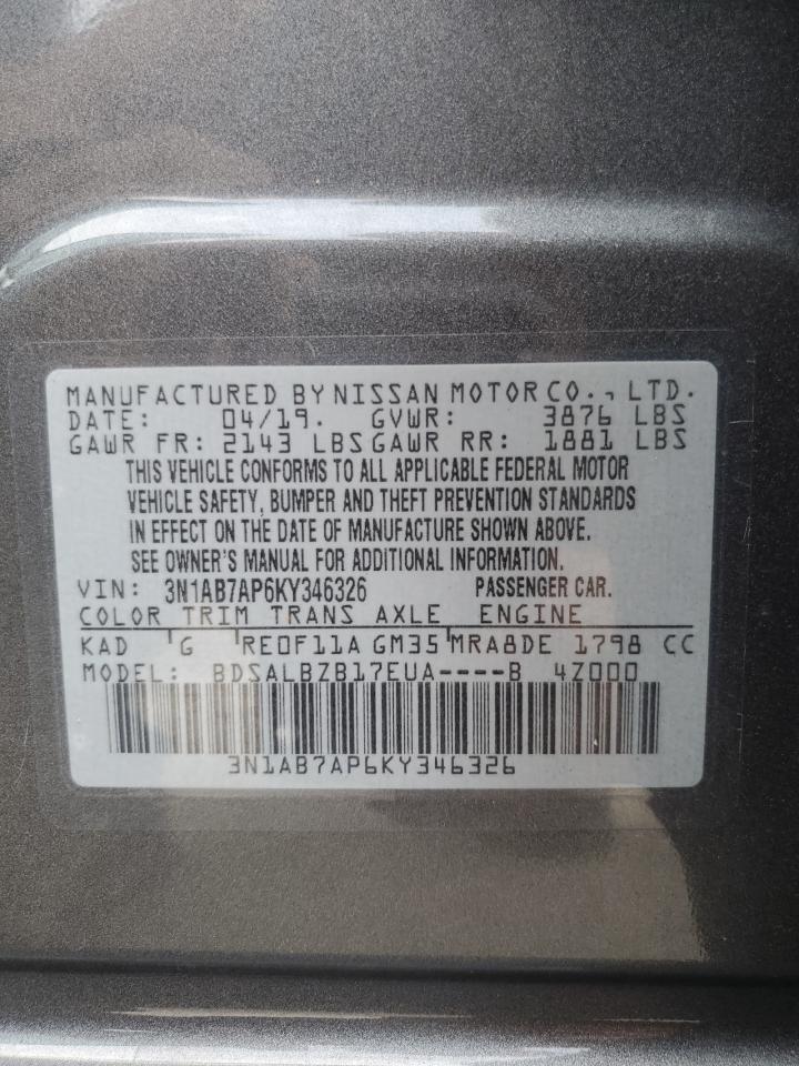 3N1AB7AP6KY346326 2019 Nissan Sentra S