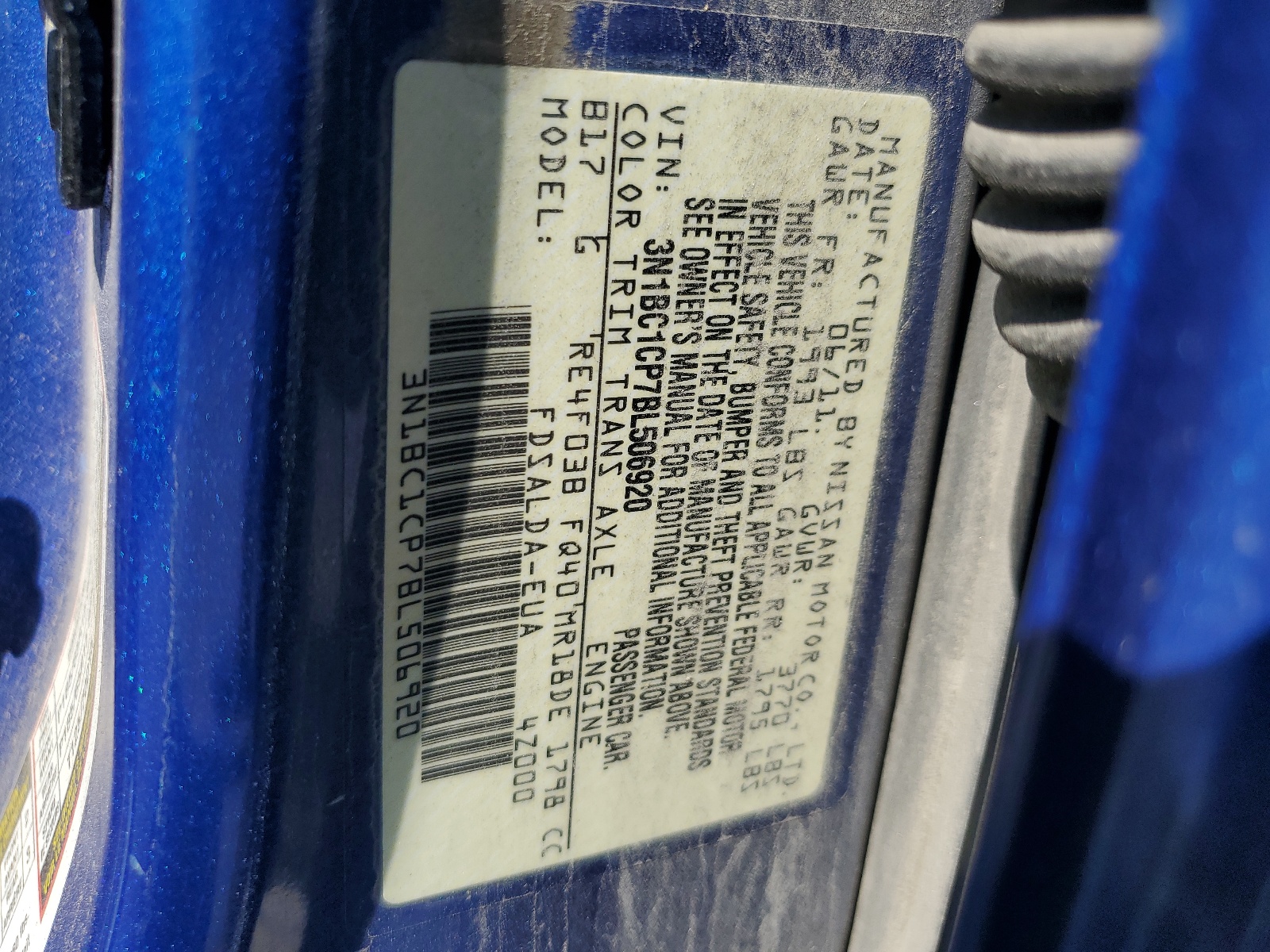 3N1BC1CP7BL506920 2011 Nissan Versa S