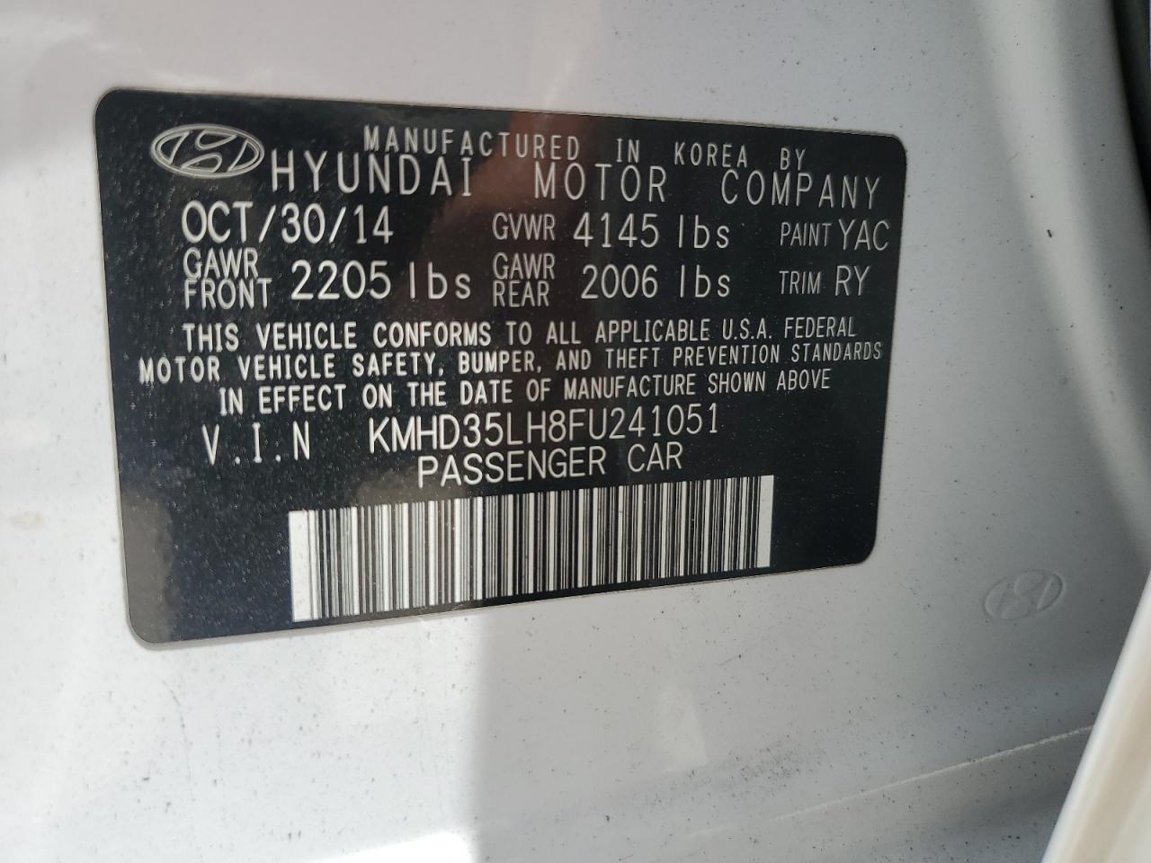 2015 Hyundai Elantra Gt VIN: KMHD35LH8FU241051 Lot: 57930404