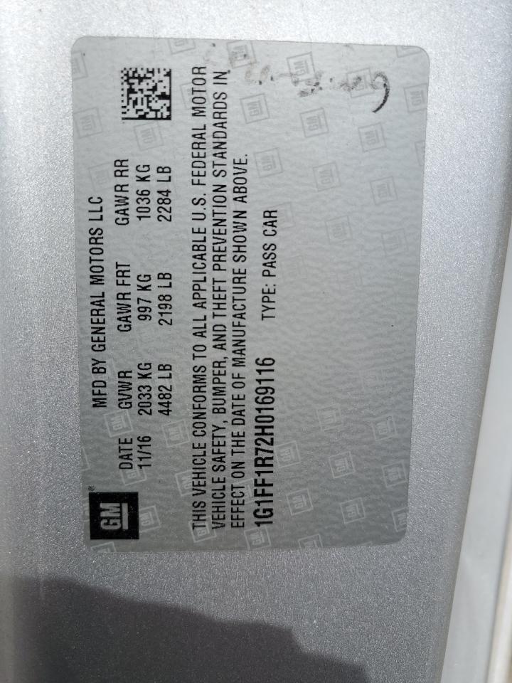 2017 Chevrolet Camaro Ss VIN: 1G1FF1R72H0169116 Lot: 58251854