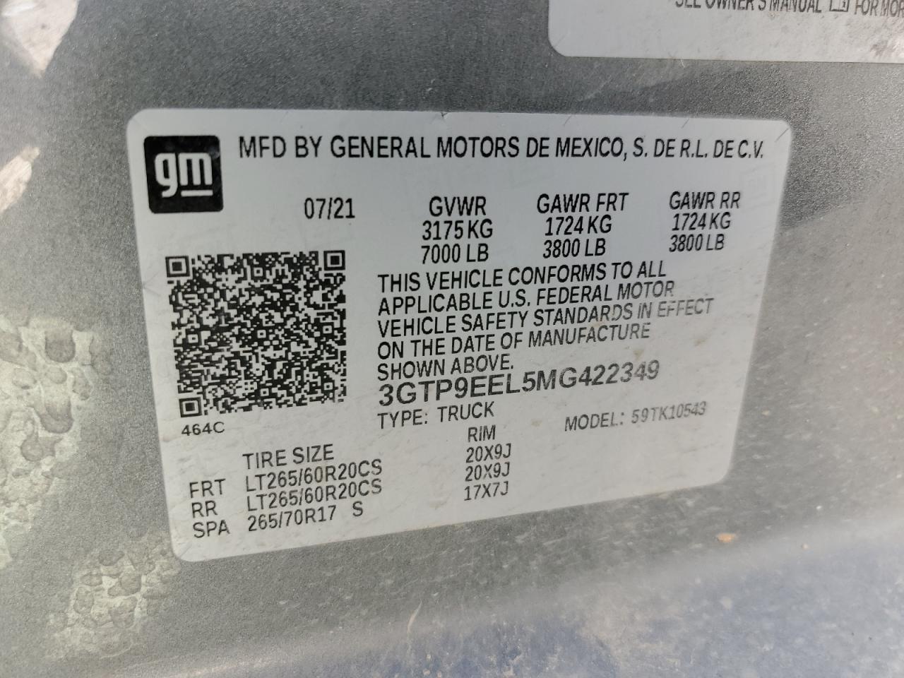 2021 GMC Sierra K1500 At4 VIN: 3GTP9EEL5MG422349 Lot: 57878994