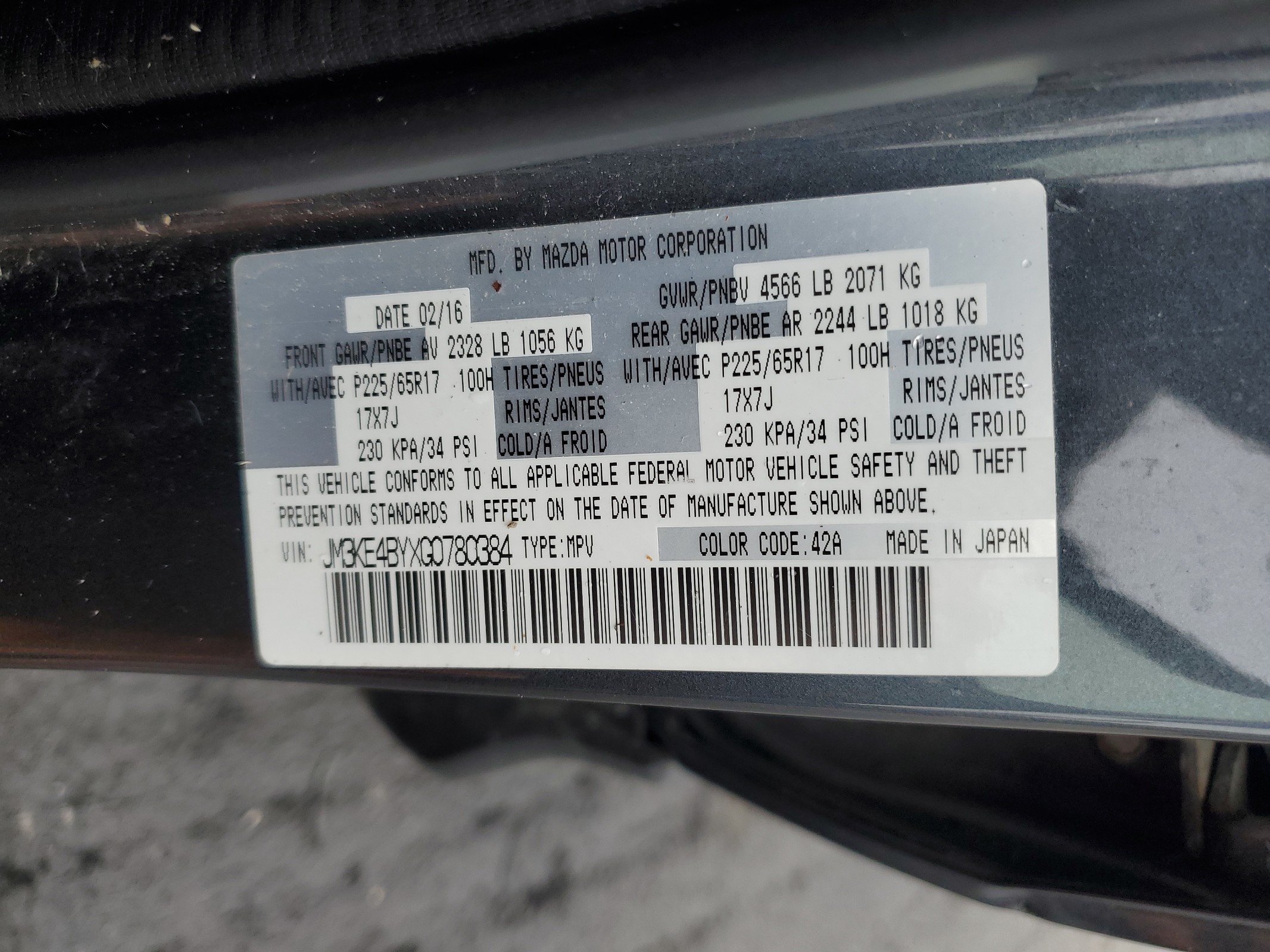 JM3KE4BYXG0780384 2016 Mazda Cx-5 Sport