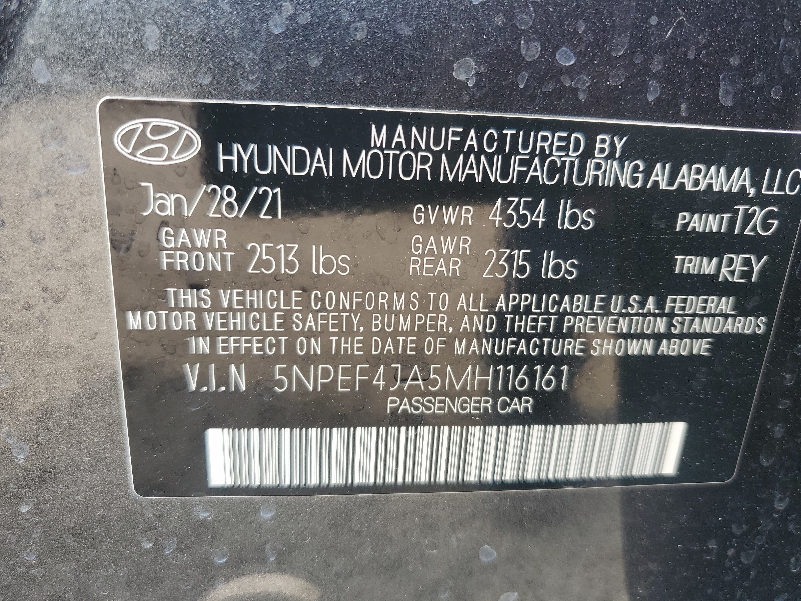 5NPEF4JA5MH116161 2021 Hyundai Sonata Sel