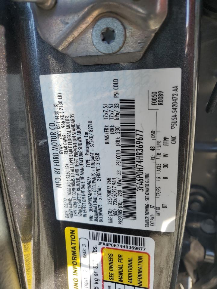 2017 Ford Fusion Se VIN: 3FA6P0H74HR369677 Lot: 57337894