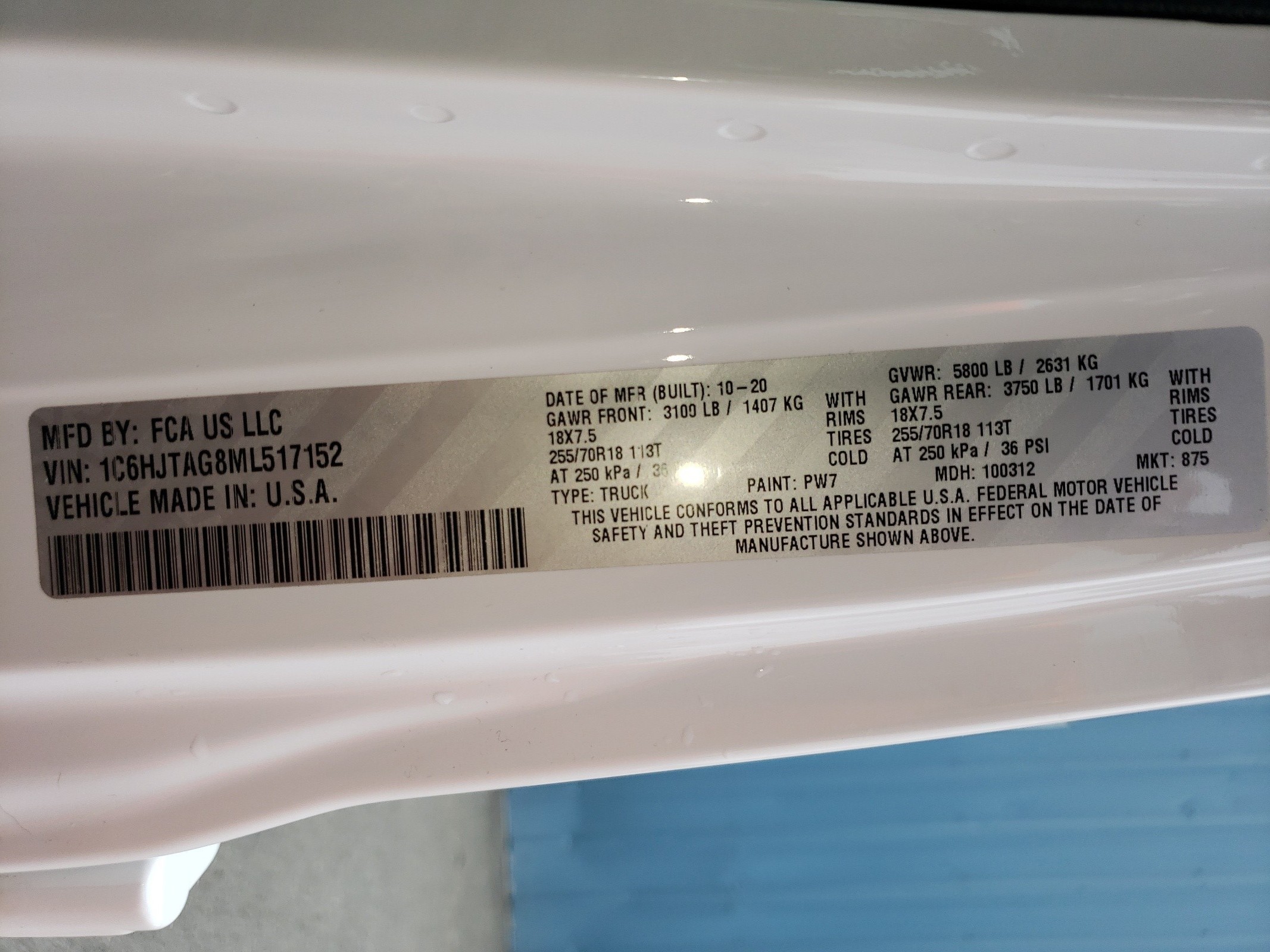 1C6HJTAG8ML517152 2021 Jeep Gladiator Sport