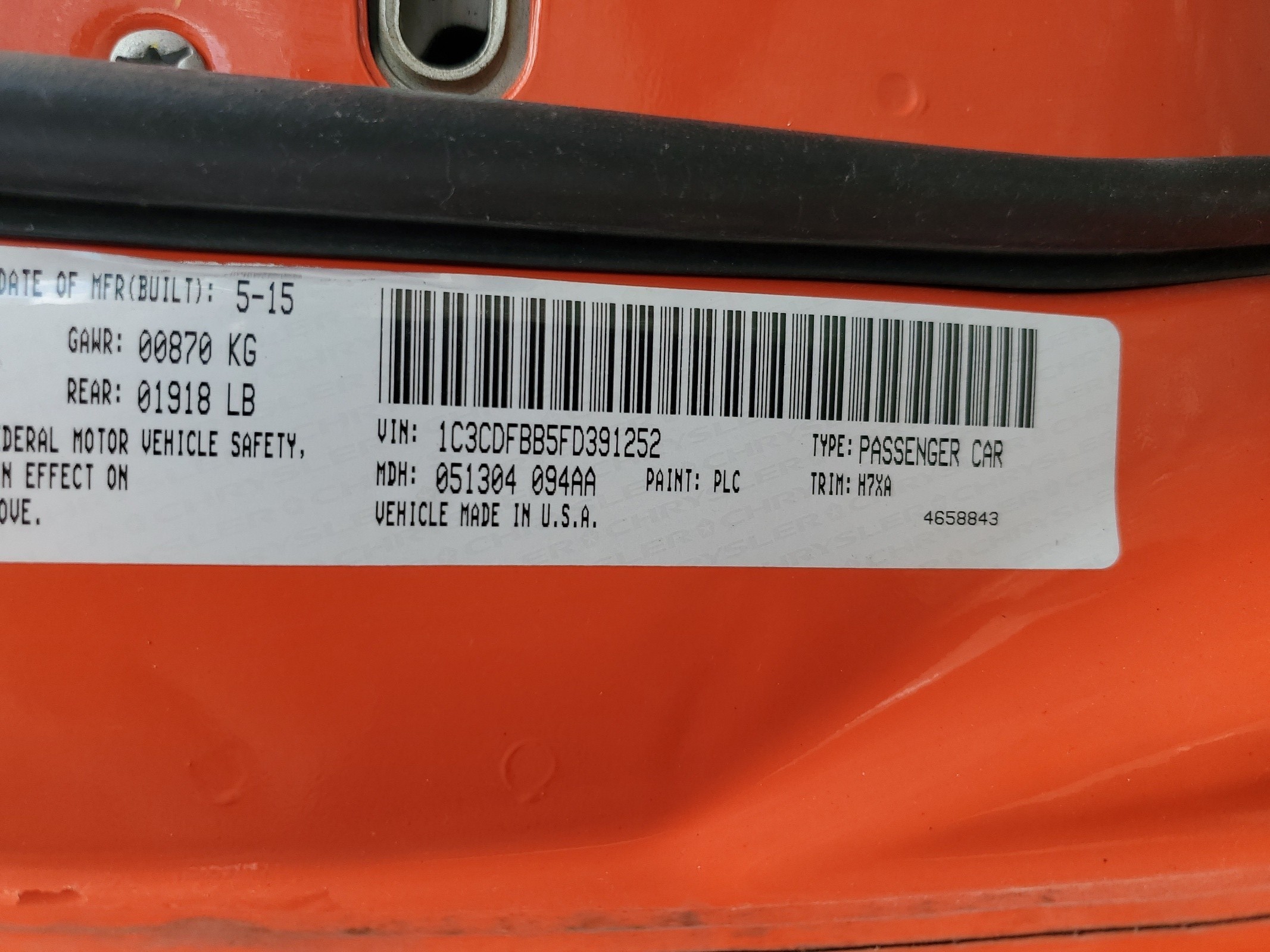 1C3CDFBB5FD391252 2015 Dodge Dart Sxt