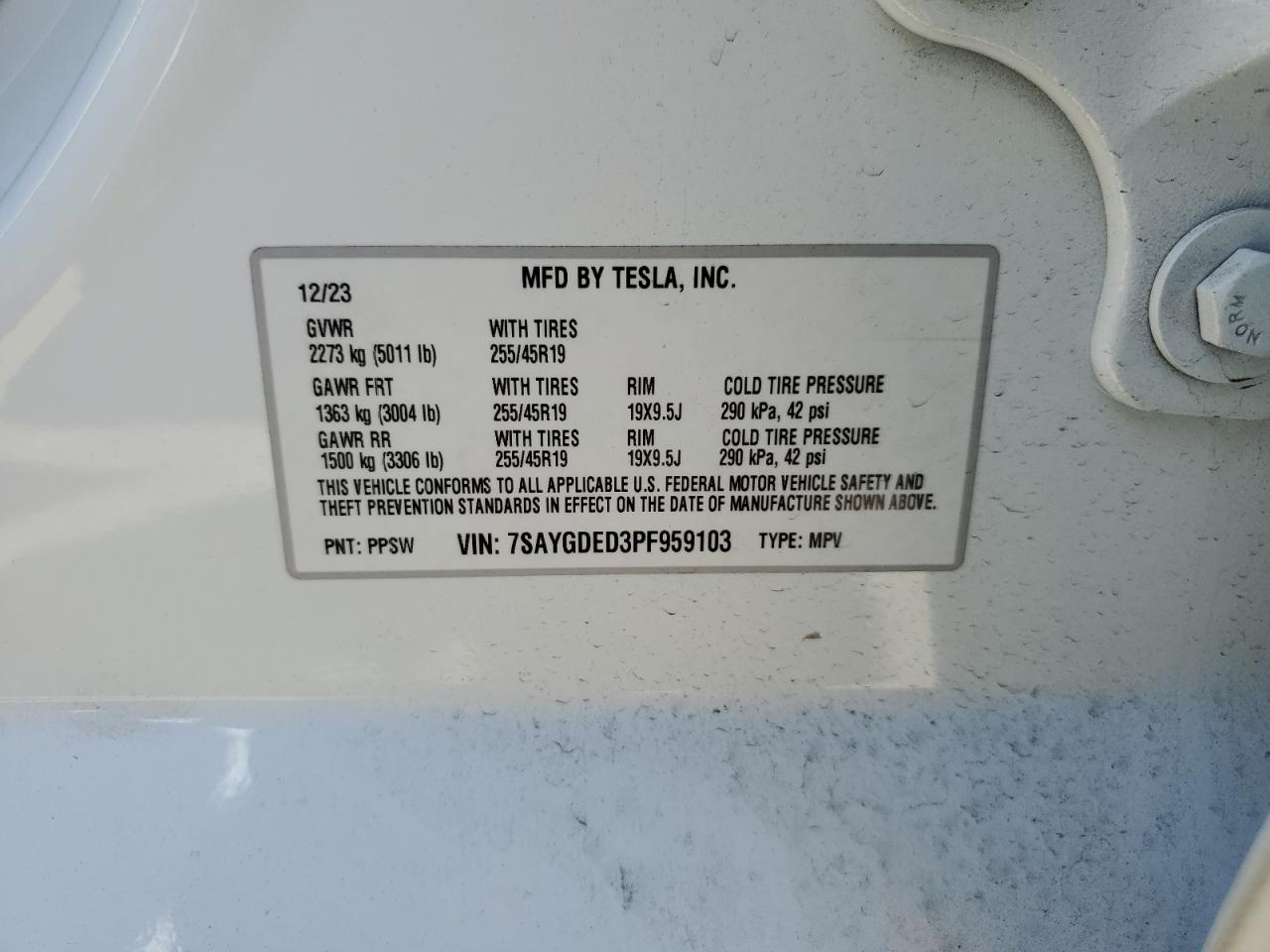 7SAYGDED3PF959103 2023 Tesla Model Y