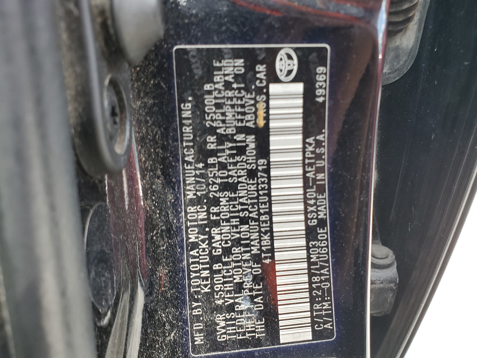 4T1BK1EB1EU133719 2014 Toyota Avalon Base