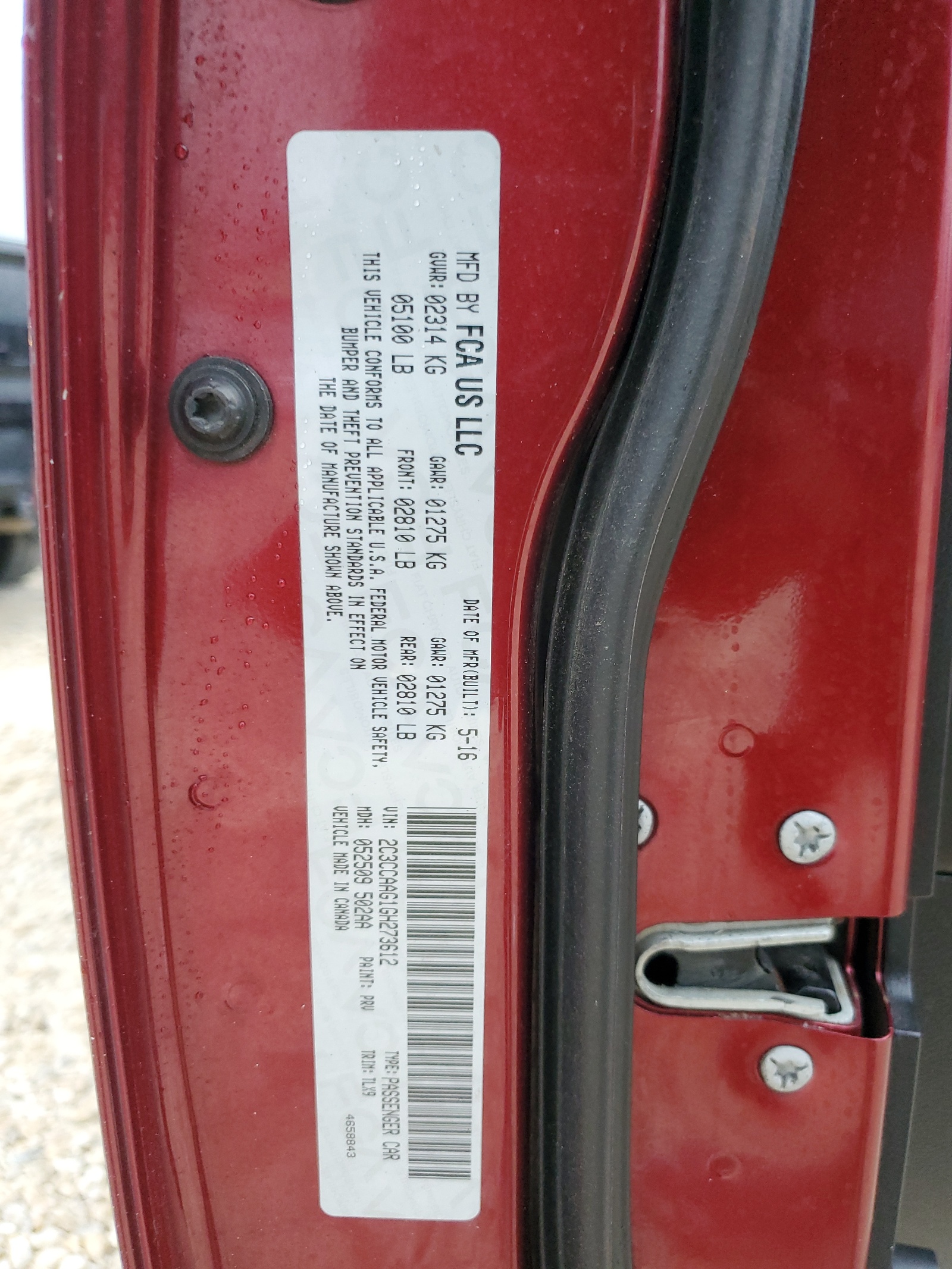 2C3CCAAG1GH273612 2016 Chrysler 300 Limited