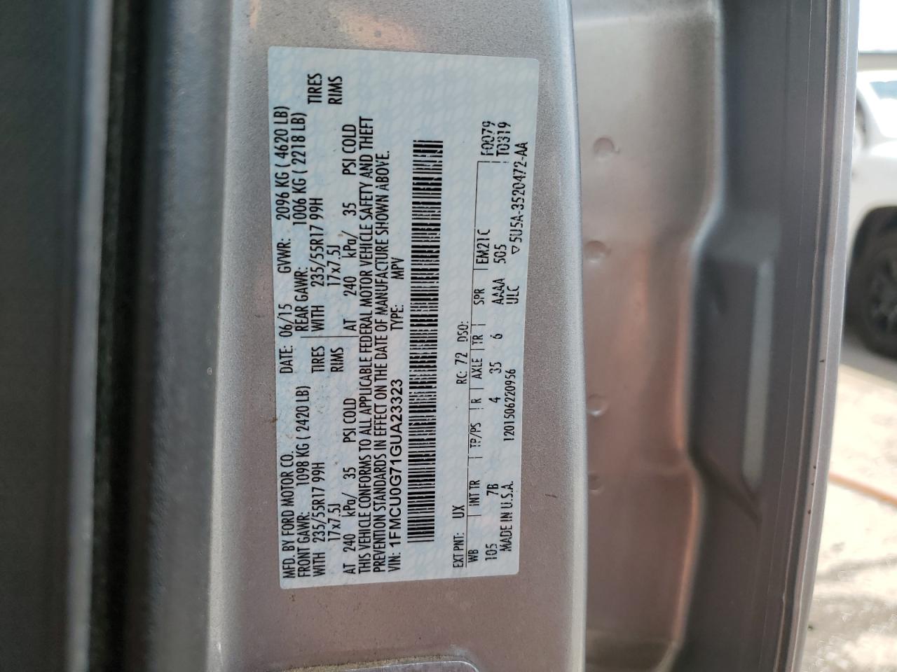 1FMCU0G71GUA23323 2016 Ford Escape Se