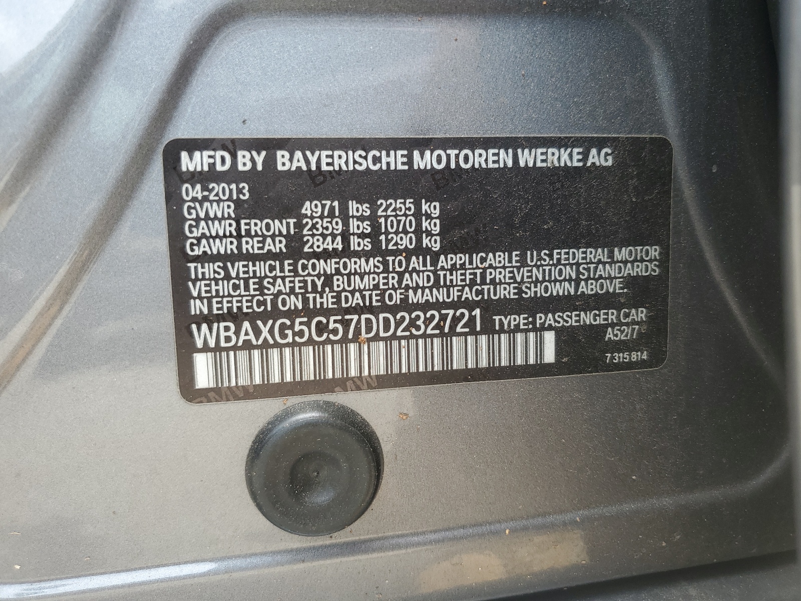 WBAXG5C57DD232721 2013 BMW 528 I