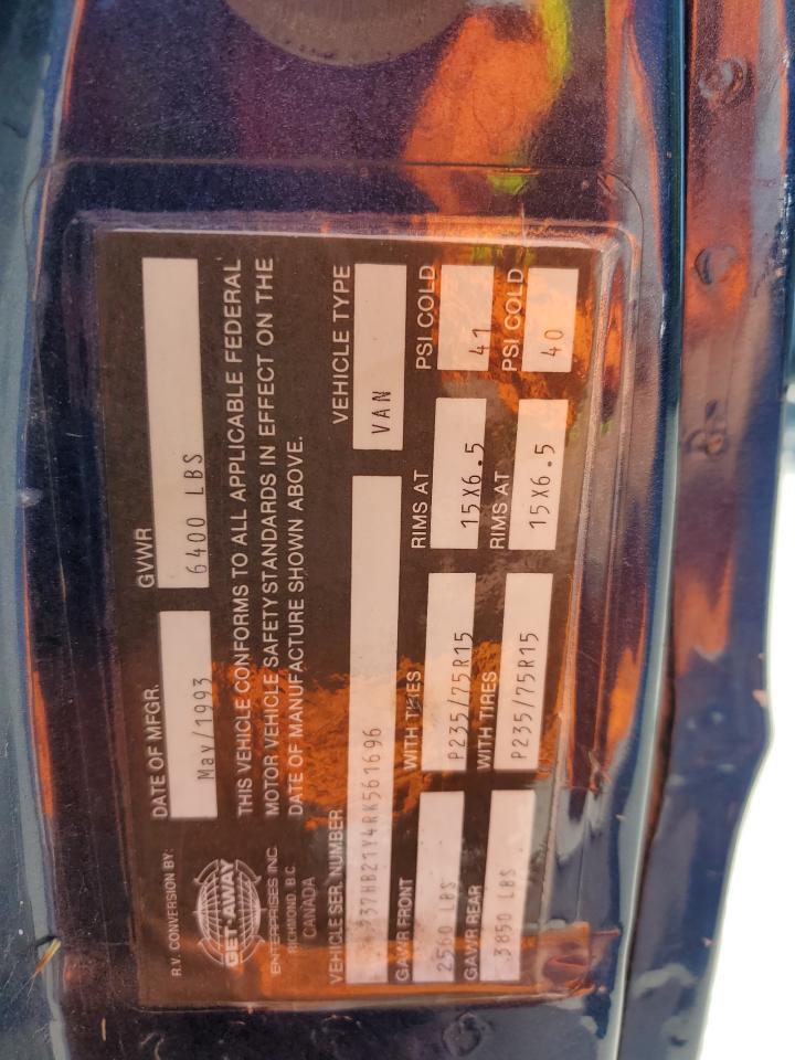 1994 Dodge Ram Van B250 VIN: 2B7HB21Y4RK561696 Lot: 57968094