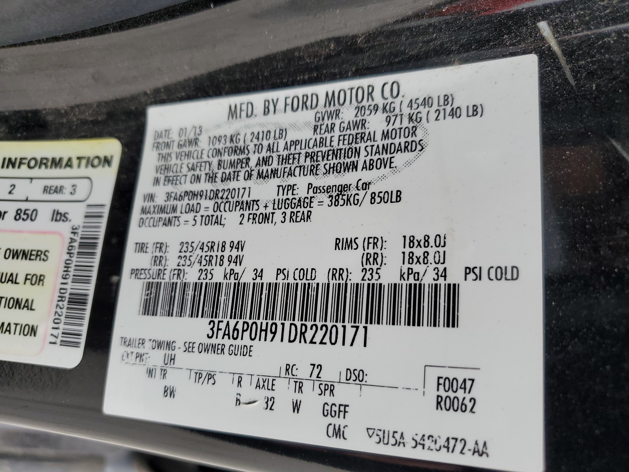 3FA6P0H91DR220171 2013 Ford Fusion Se
