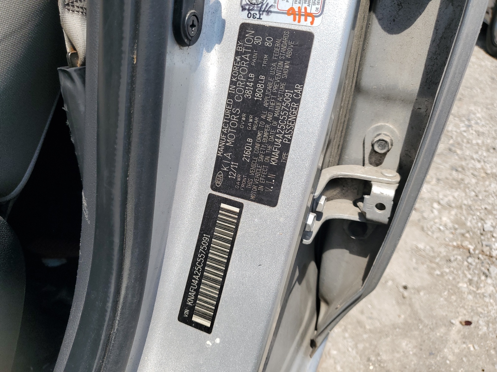 KNAFU4A25C5575091 2012 Kia Forte Ex