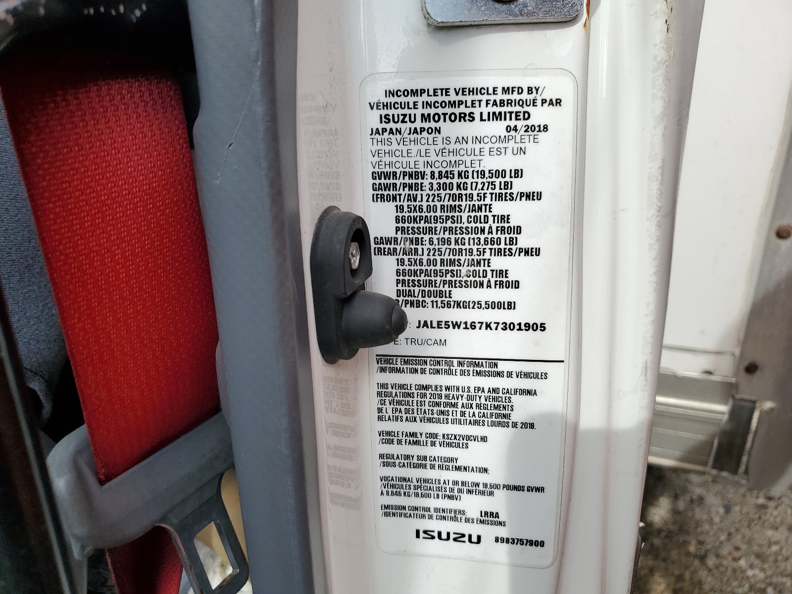 JALE5W167K7301905 2019 Isuzu Nrr