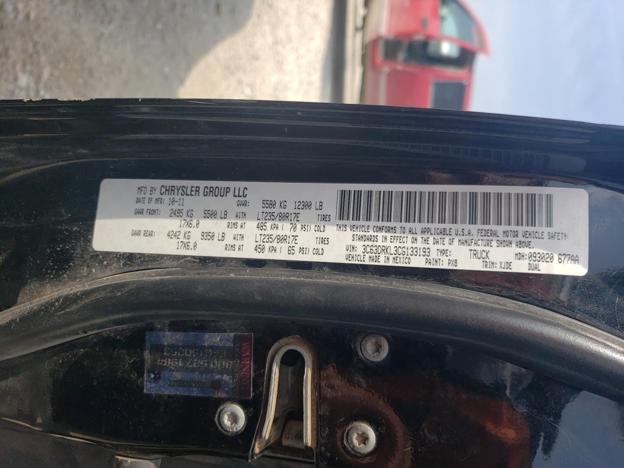 2012 Dodge Ram 3500 Longhorn VIN: 3C63DRKL3CG133193 Lot: 57210924