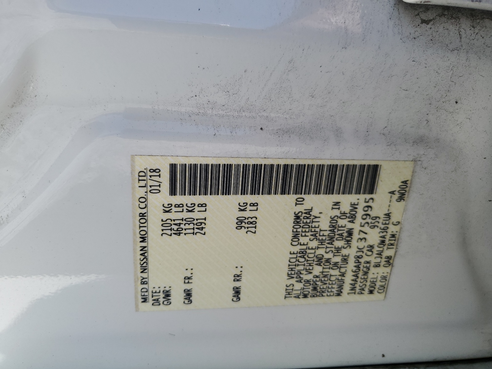 1N4AA6AP8JC375995 2018 Nissan Maxima 3.5S