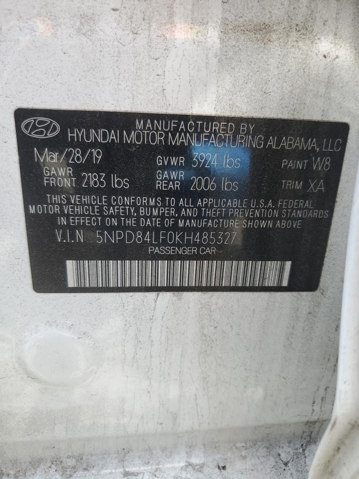 5NPD84LF0KH485327 2019 Hyundai Elantra Sel