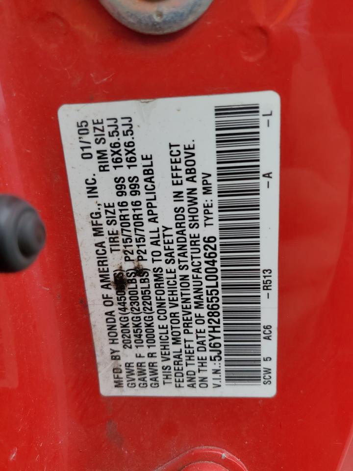 2005 Honda Element Ex VIN: 5J6YH28655L004626 Lot: 60212244