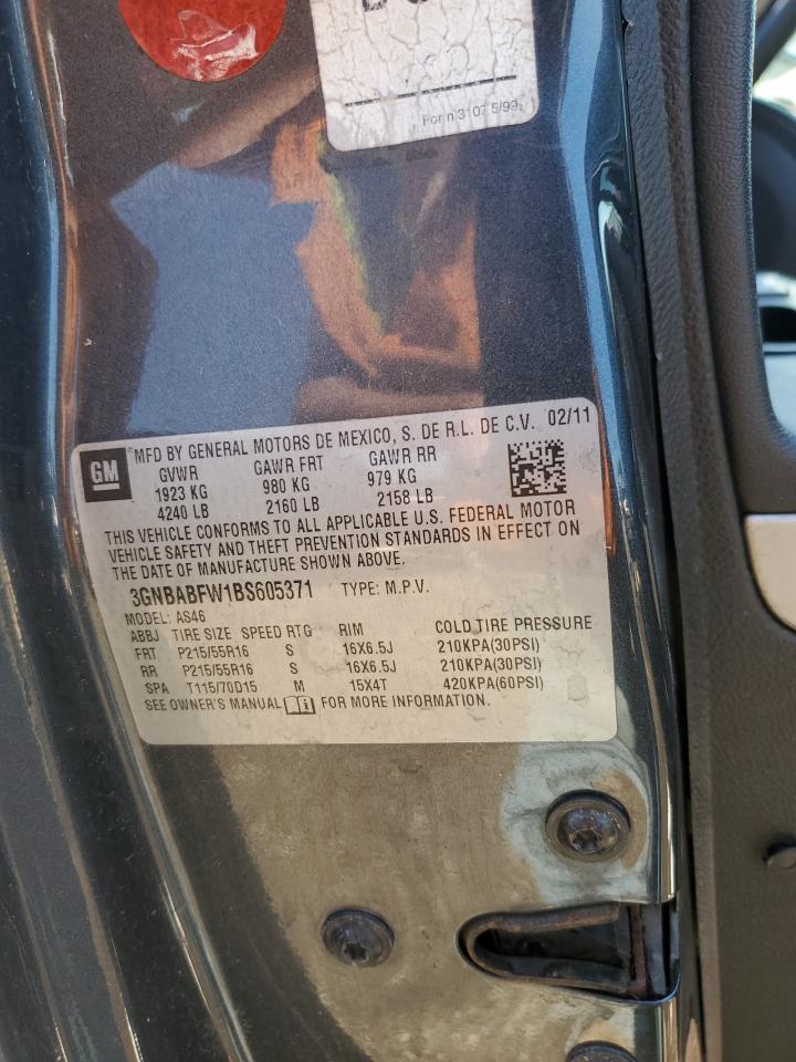 2011 Chevrolet Hhr Lt VIN: 3GNBABFW1BS605371 Lot: 59923824