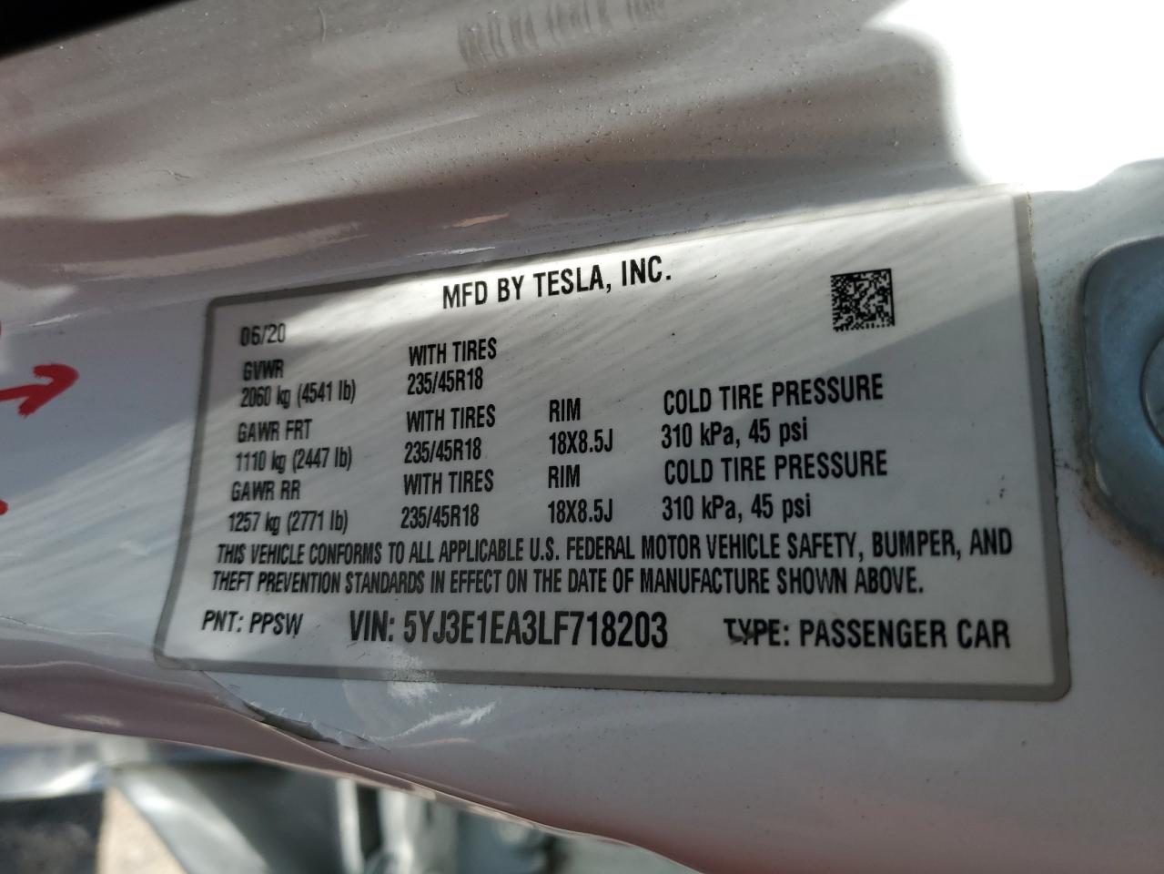 5YJ3E1EA3LF718203 2020 TESLA MODEL 3 - Image 14