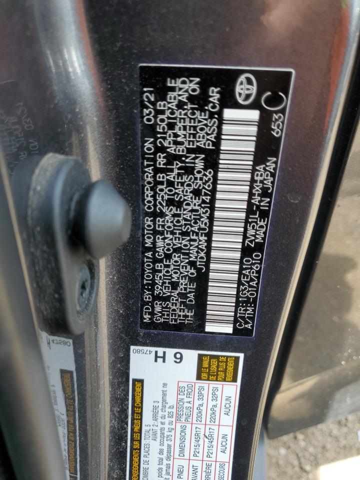 2021 Toyota Prius Special Edition VIN: JTDKAMFU5M3147636 Lot: 56895164