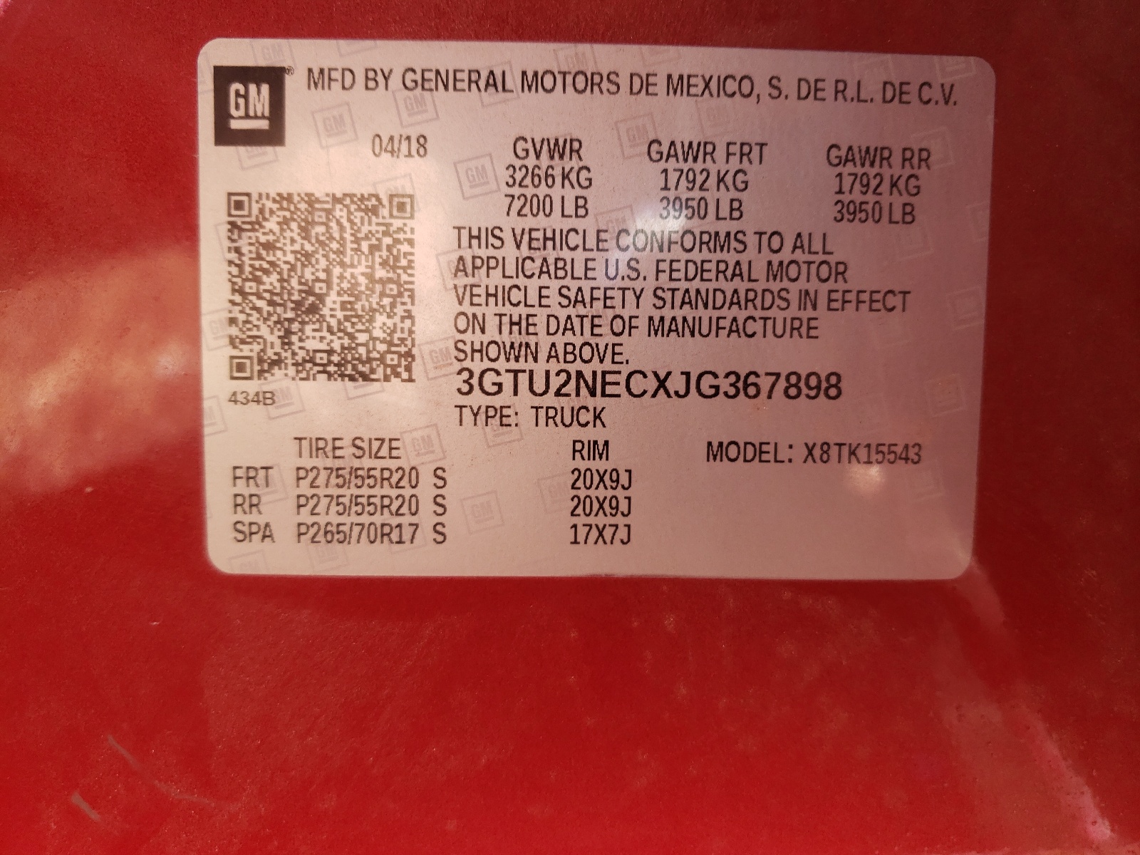 3GTU2NECXJG367898 2018 GMC Sierra K1500 Slt