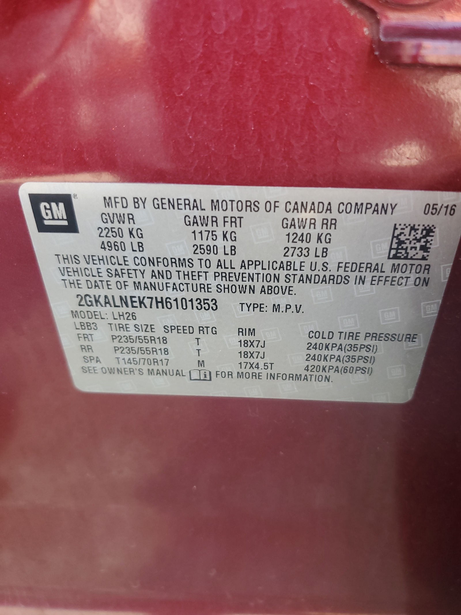 2GKALNEK7H6101353 2017 GMC Terrain Sle