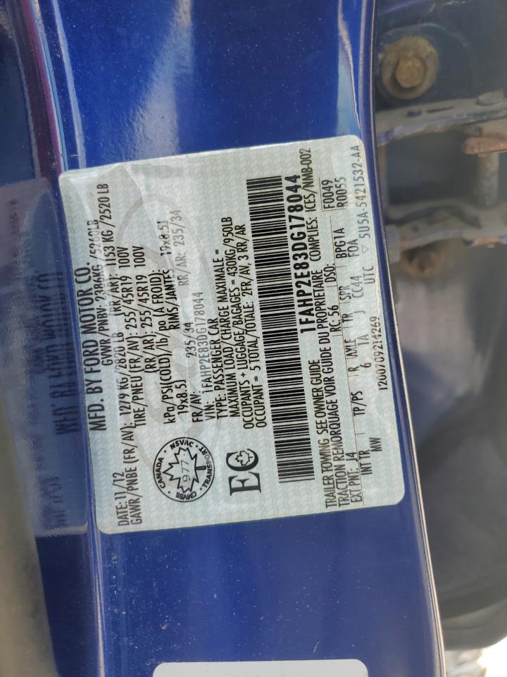 2013 Ford Taurus Sel VIN: 1FAHP2E83DG178044 Lot: 60011284