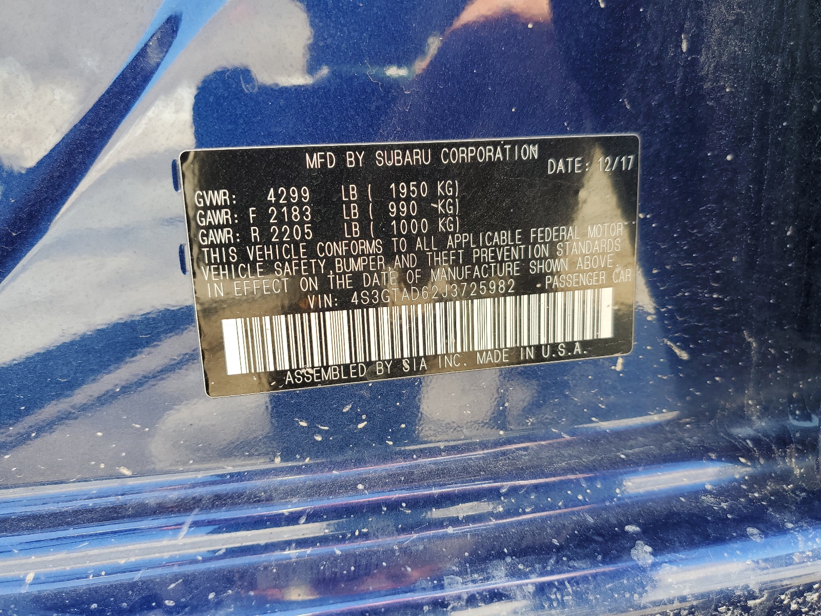 4S3GTAD62J3725982 2018 Subaru Impreza Premium Plus