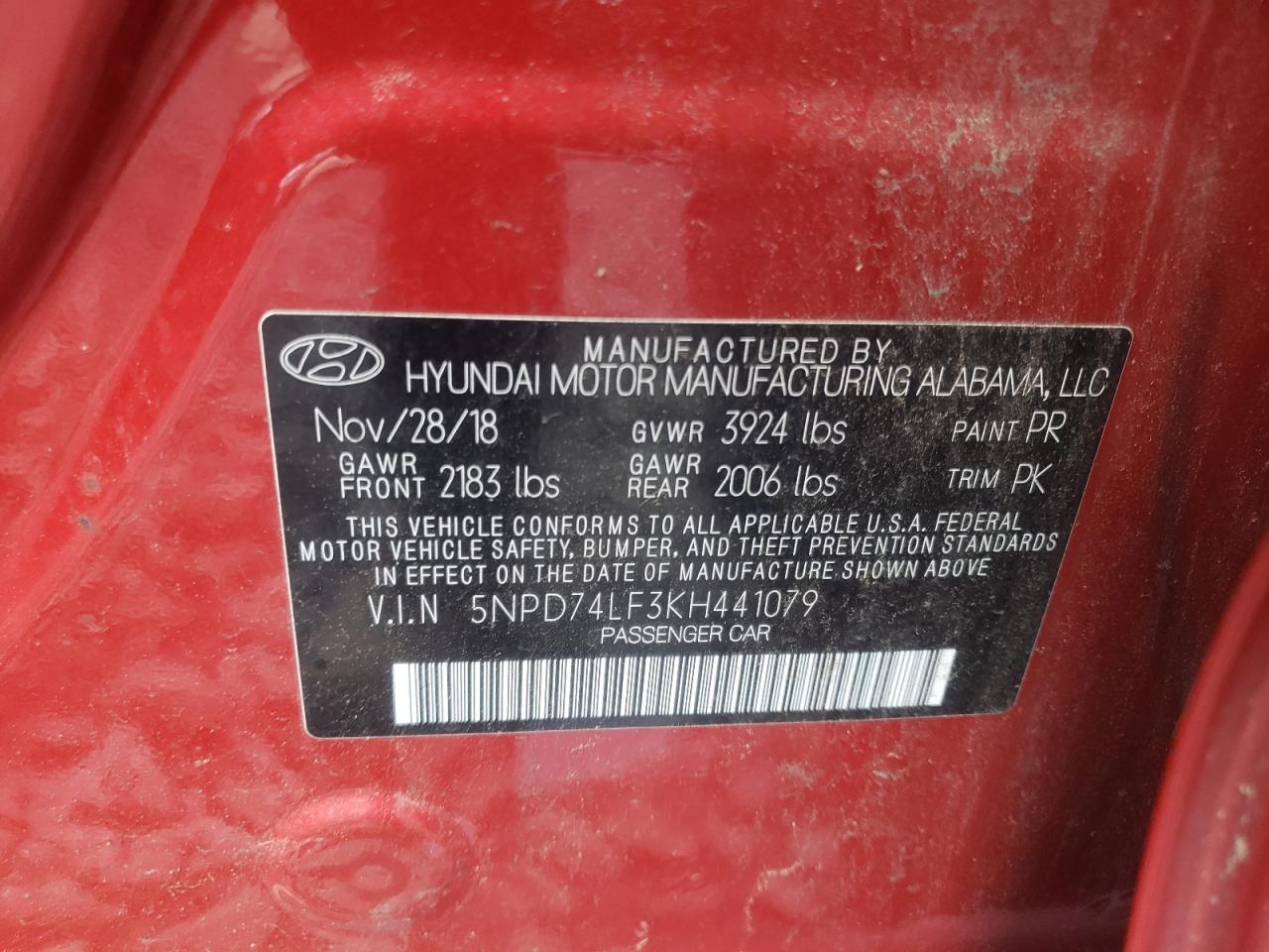 5NPD74LF3KH441079 2019 HYUNDAI ELANTRA - Image 14