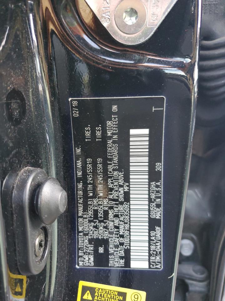 2018 Toyota Highlander Limited VIN: 5TDDZRFH8JS835092 Lot: 58981294