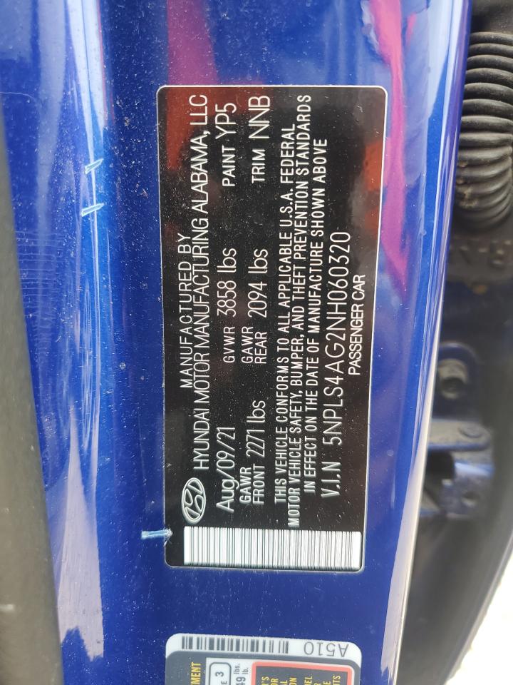 2022 Hyundai Elantra Sel VIN: 5NPLS4AG2NH060320 Lot: 58905284