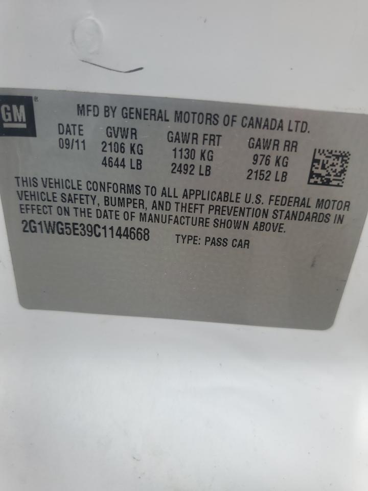 2012 Chevrolet Impala Lt VIN: 2G1WG5E39C1144668 Lot: 59637294