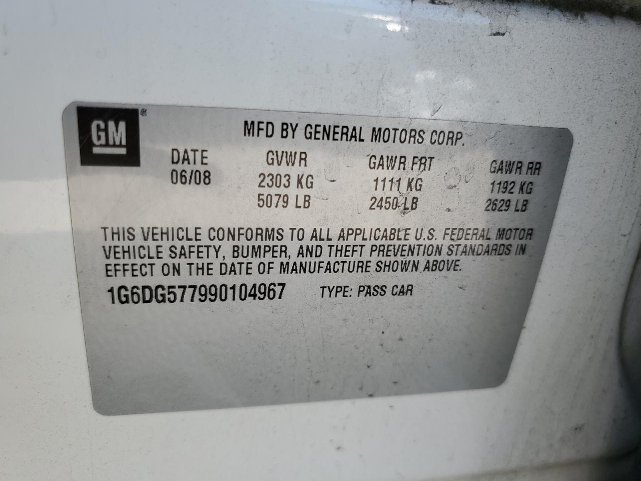 1G6DG577990104967 2009 Cadillac Cts