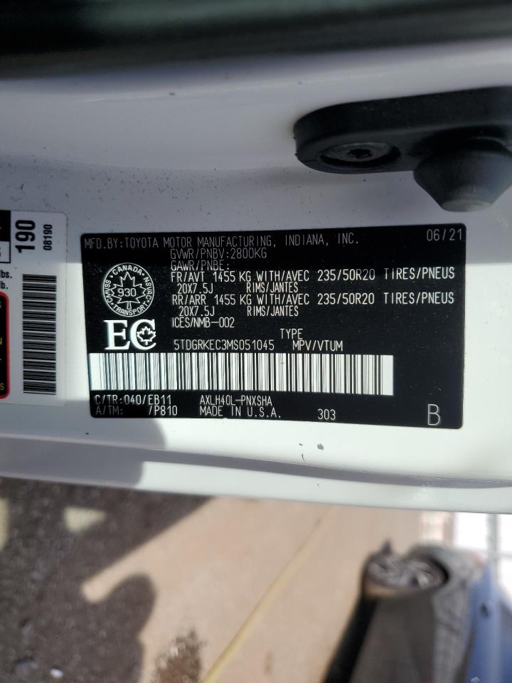 2021 Toyota Sienna Le VIN: 5TDGRKEC3MS051045 Lot: 57832044
