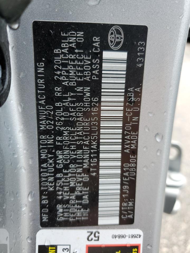 4T1G11AK5LU351626 2020 TOYOTA CAMRY - Image 13