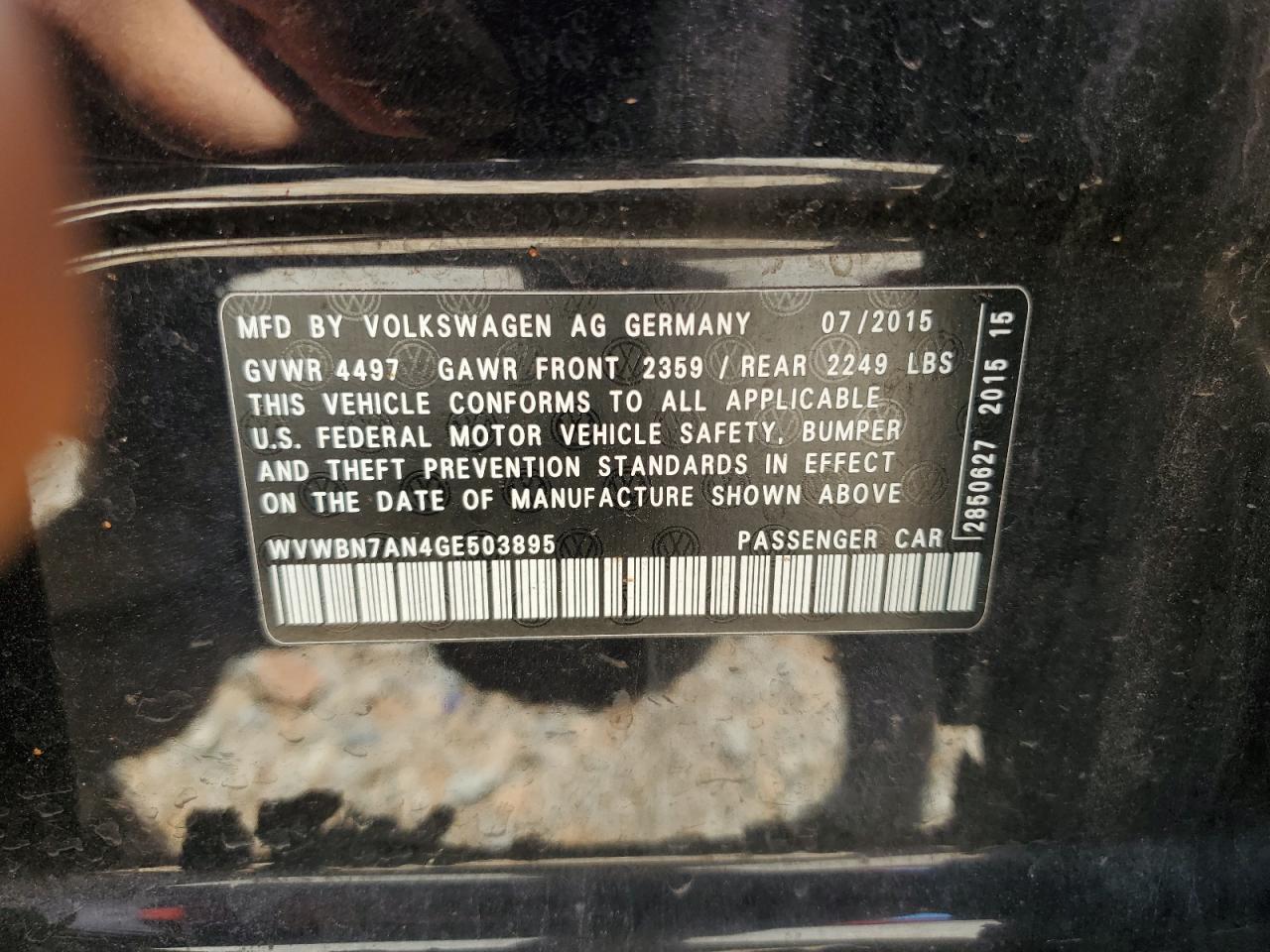 WVWBN7AN4GE503895 2016 Volkswagen Cc Base