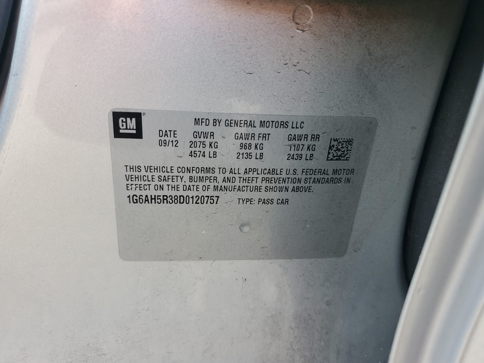 1G6AH5R38D0120757 2013 Cadillac Ats Luxury