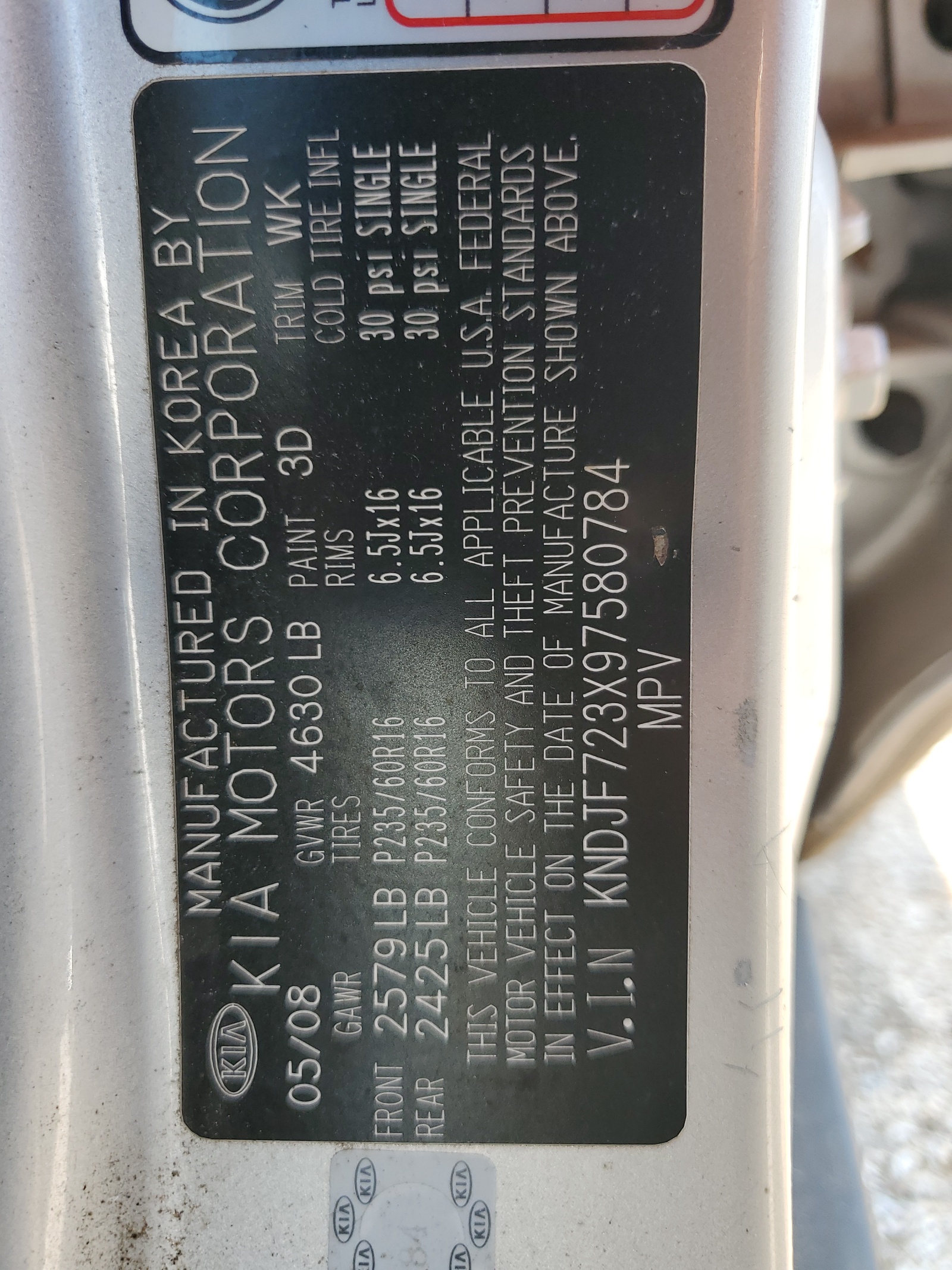 KNDJF723X97580784 2009 Kia Sportage Lx