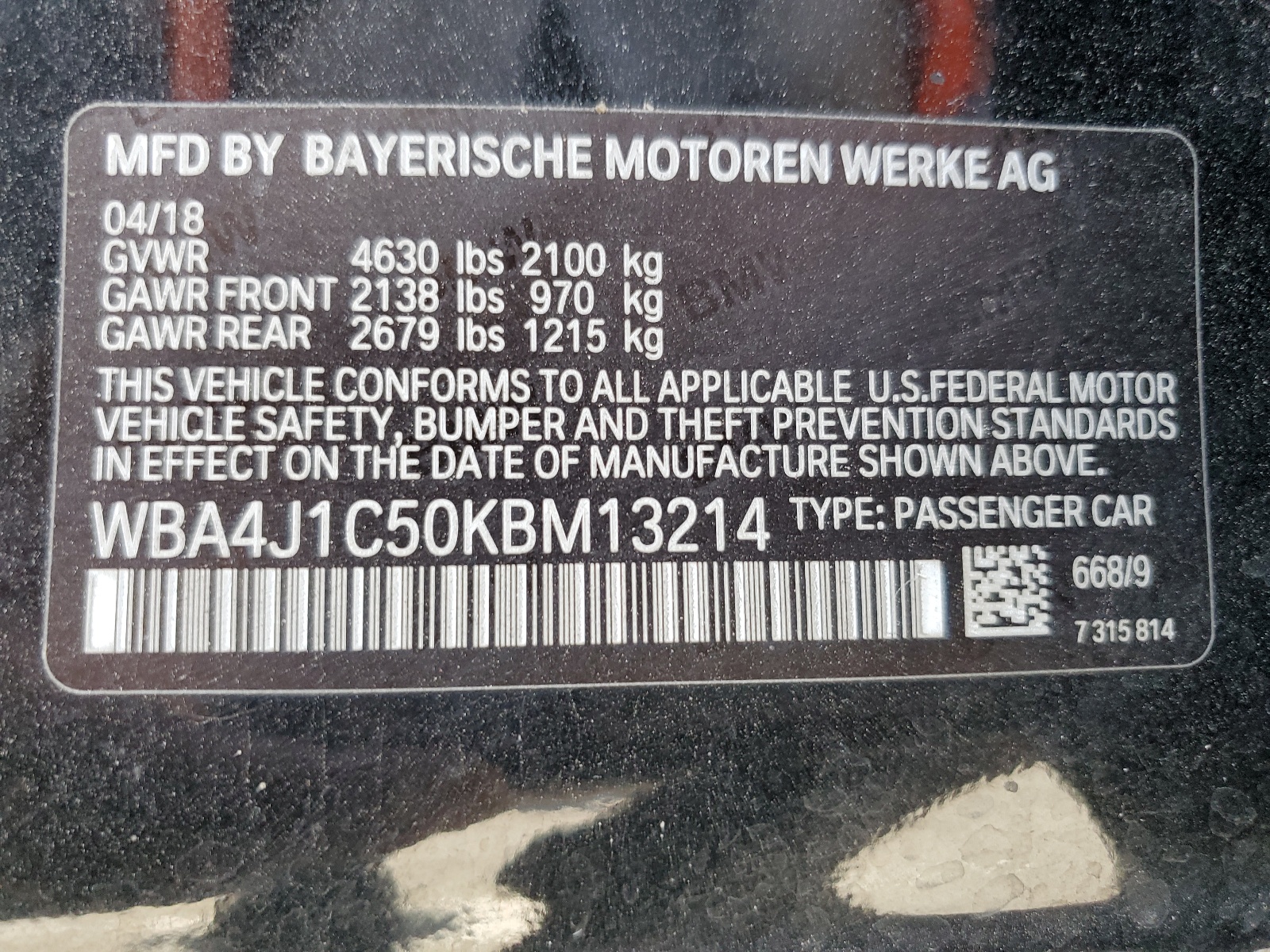 WBA4J1C50KBM13214 2019 BMW 430I Gran Coupe