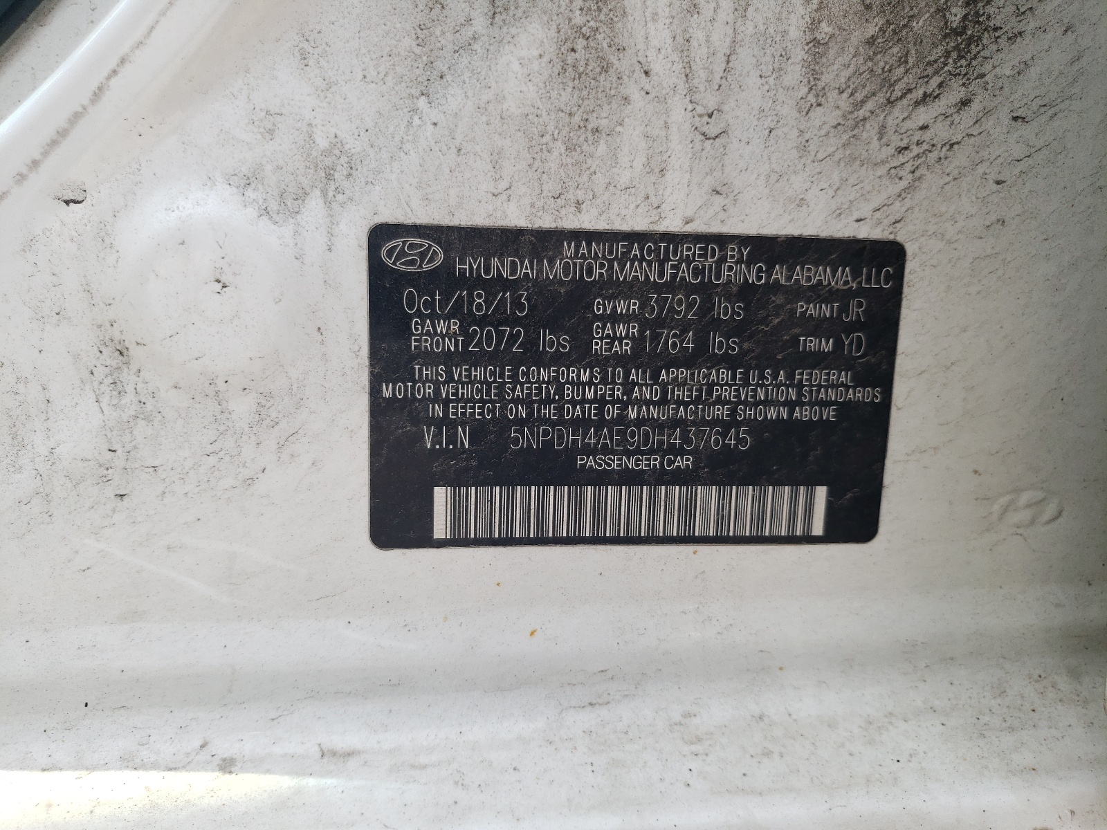 5NPDH4AE9DH437645 2013 Hyundai Elantra Gls