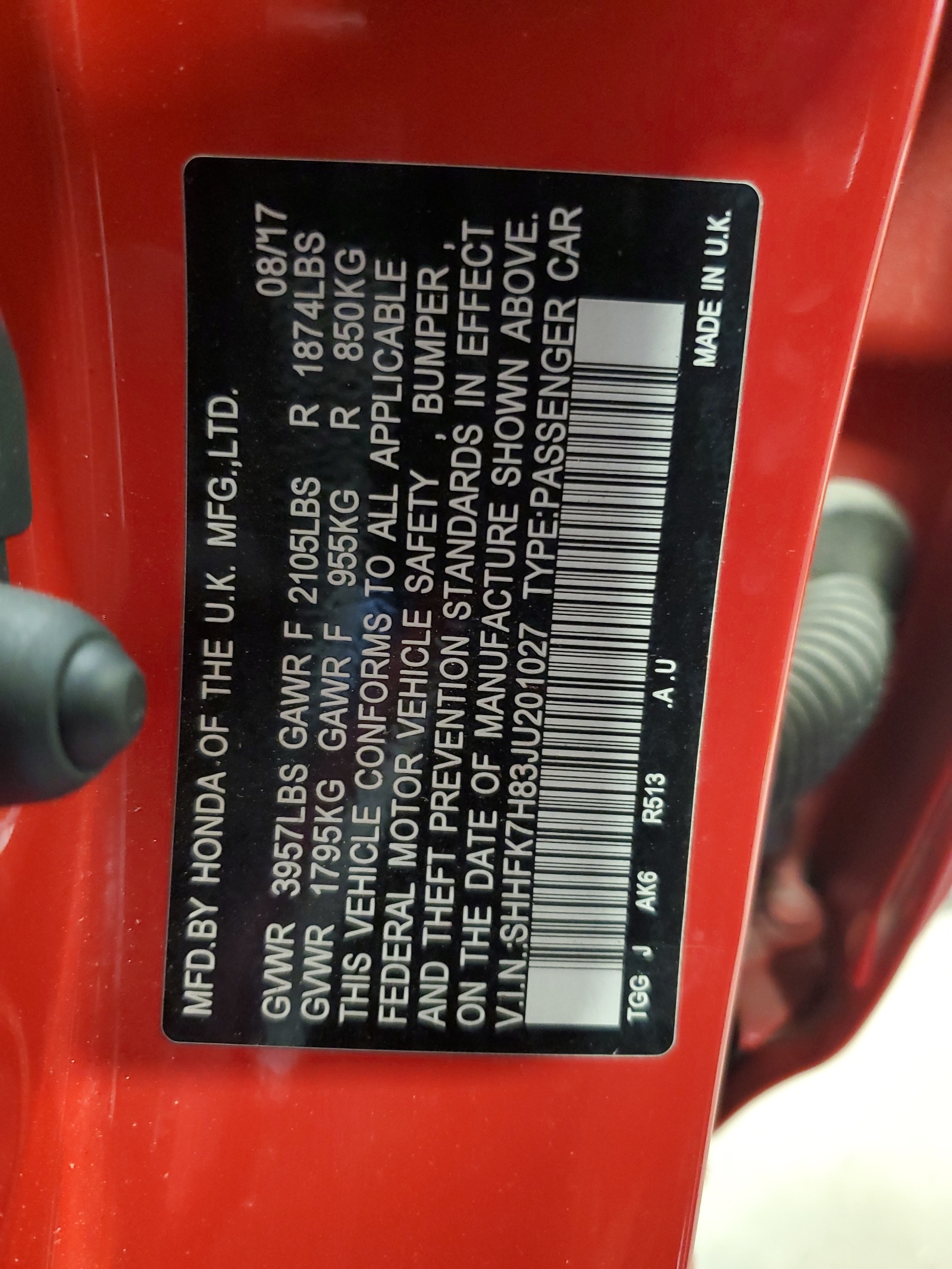 SHHFK7H83JU201027 2018 Honda Civic Exl