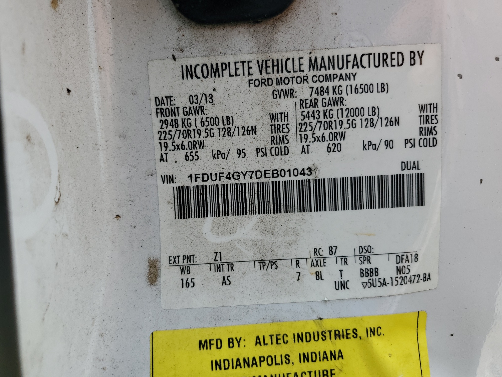 1FDUF4GY7DEB01043 2013 Ford F450 Super Duty