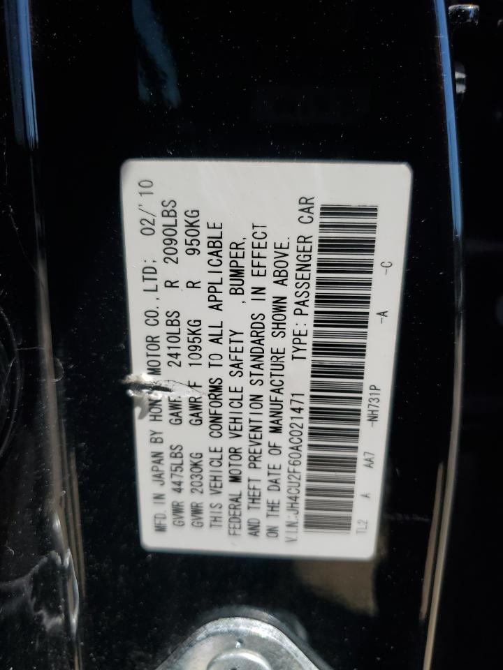 2010 Acura Tsx VIN: JH4CU2F60AC021471 Lot: 58851634